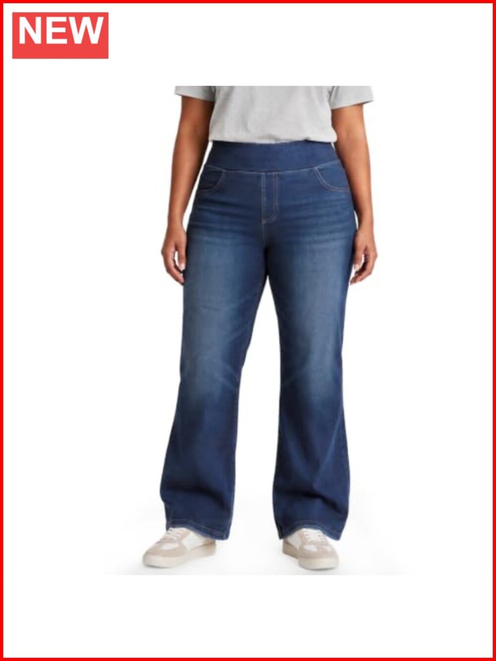 Plus Size High Rise Pull On Stretchy Bootcut Jeans